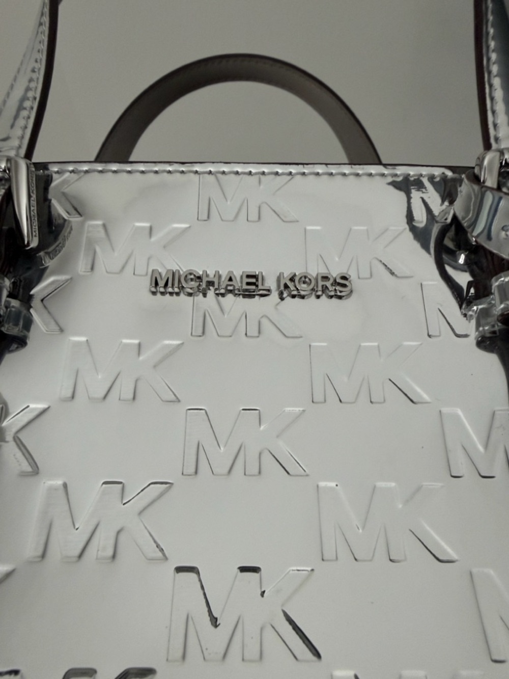 MICHAEL KORS Jet Set Extra Small Metallic Silver Embossed Tote - Picture 12 of 16